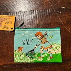 Blue Q Green and Blue Cartoon Zipper Pouch